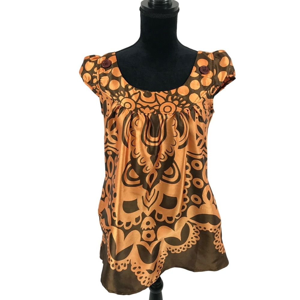 Tramp Womens Size‎ Medium Brown Sleeveless Blouse Top Pockets Casual